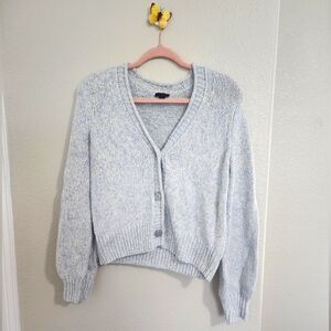 Large Ann Taylor Light blue button-up cardigan